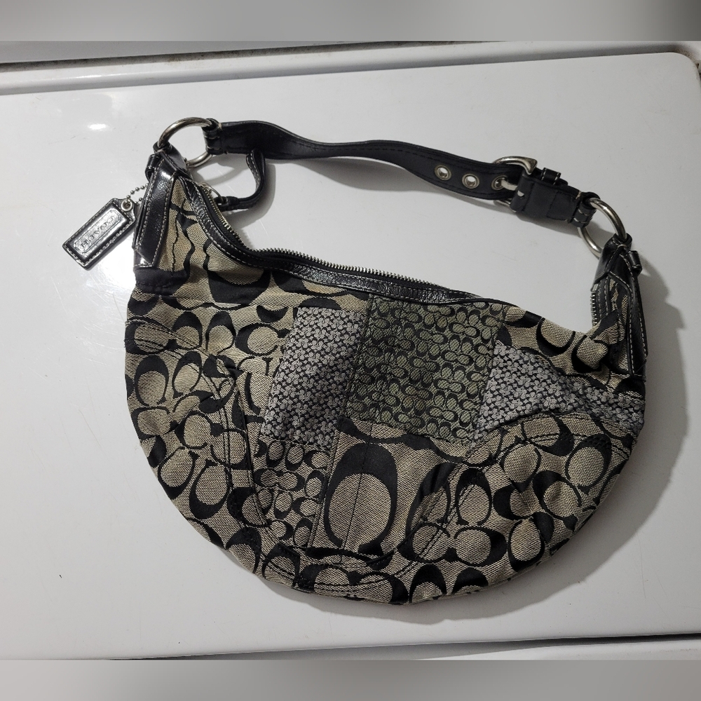 Y2K Coach Black and Tan Patchwork Hobo Bag